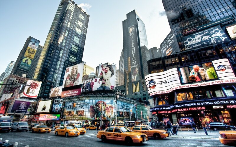 Yellow Taxis in City — Busy, Afternoon
