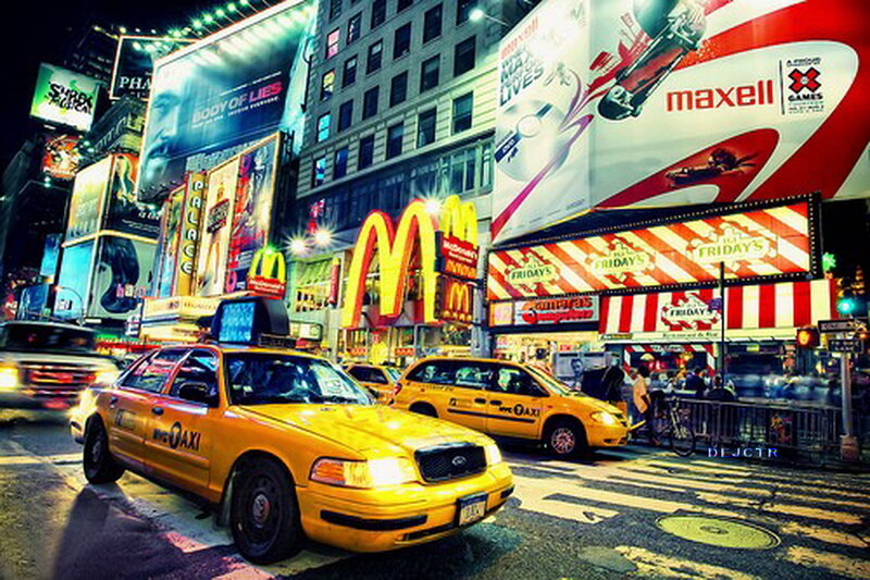 Yellow Taxis in City — Busy