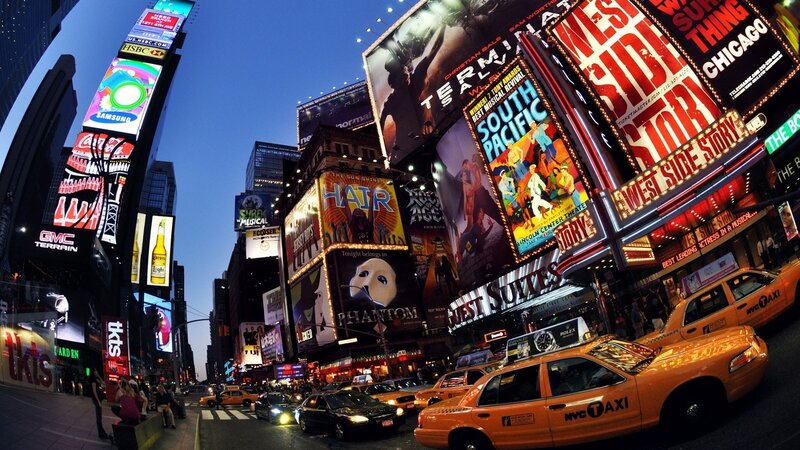 Yellow Taxis in Times Square — Orange