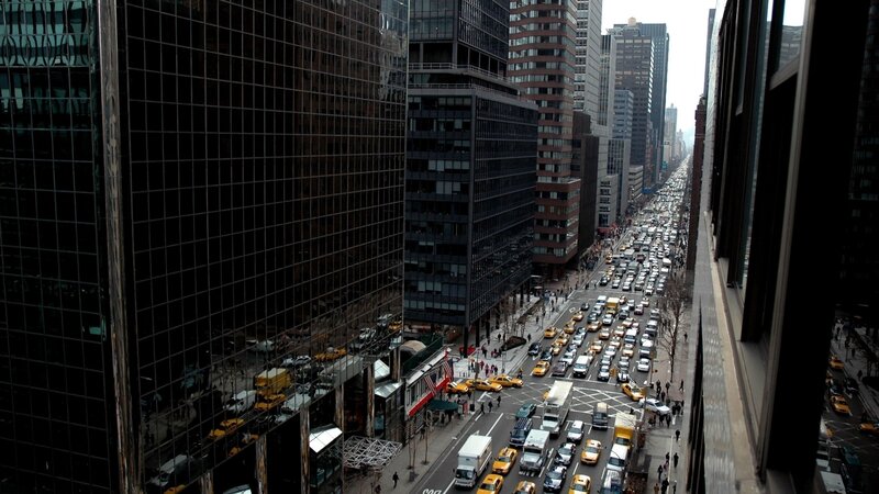 Yellow Taxis in Traffic — Gray