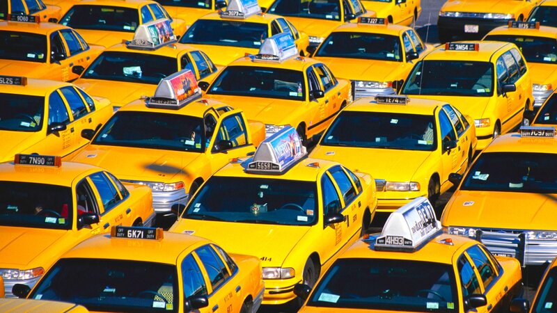 Yellow taxis in traffic