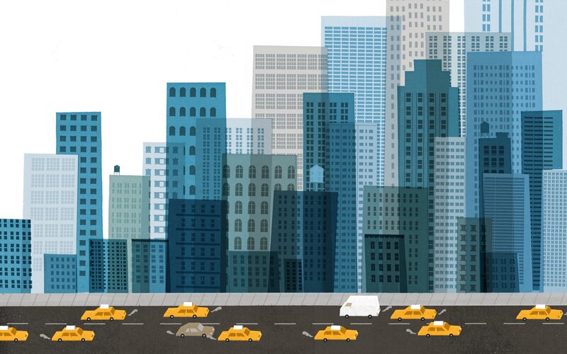 Yellow Taxis on Highway