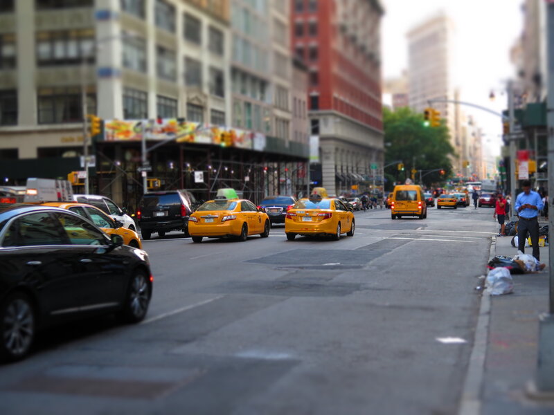 Yellow Taxis on Street — Busy, Afternoon