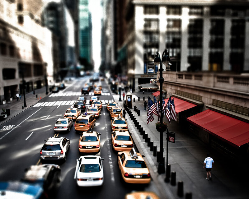 Yellow Taxis on Street — Busy