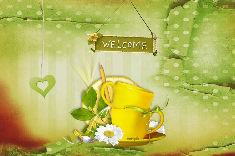 Yellow Teacup with Flowers