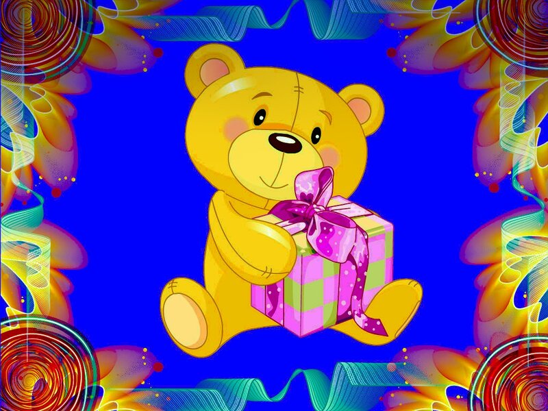 Yellow Teddy Bear — Blue