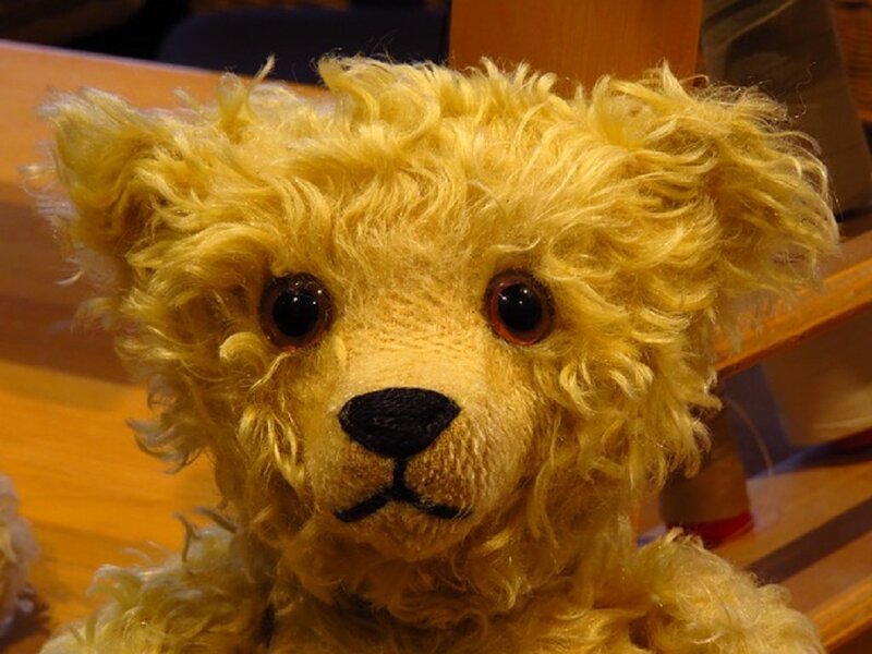 Yellow Teddy Bear — Calm, Photograph, Wooden Surface