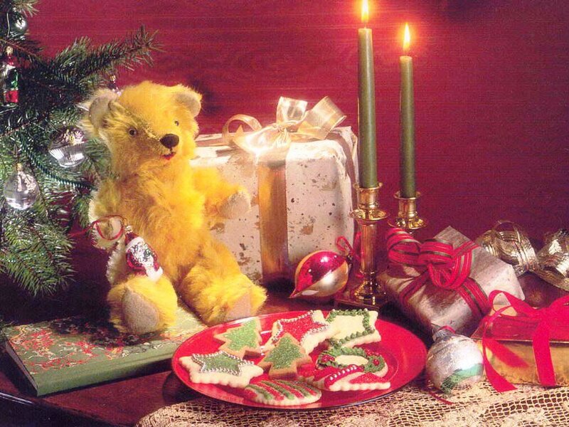 Yellow Teddy Bear with Cookies
