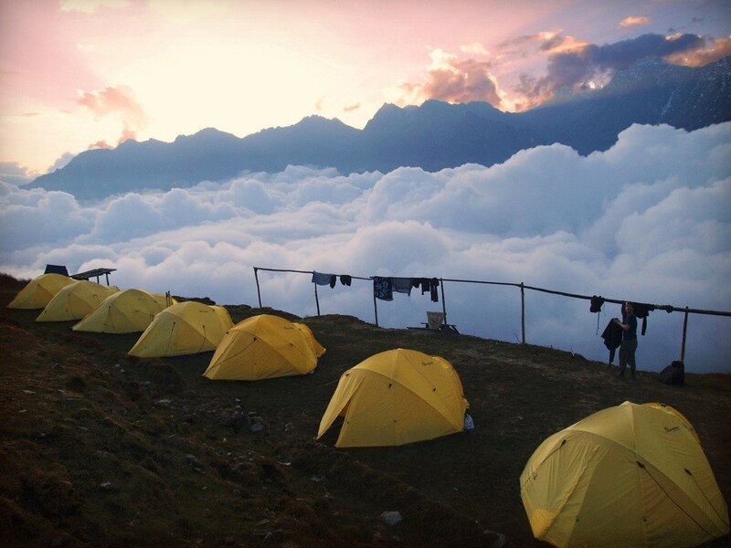 Yellow Tents on Mountain