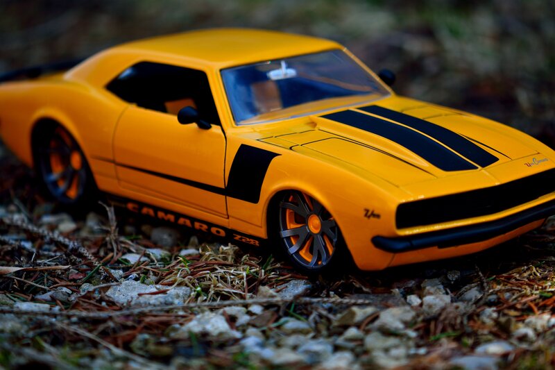 Yellow Toy Car — Dramatic, Photograph