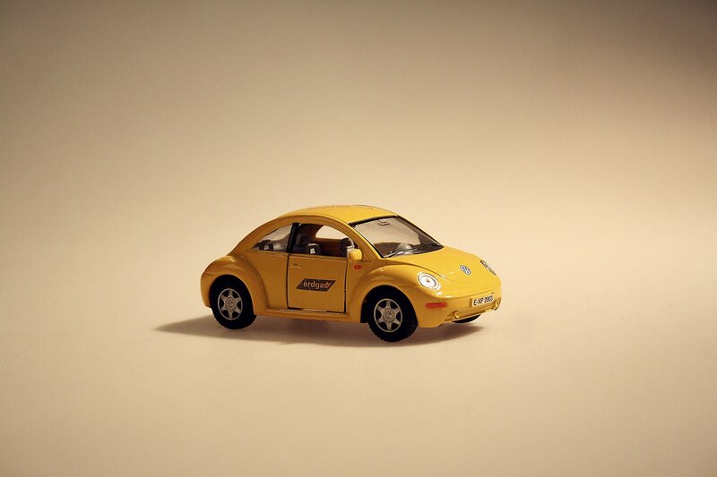 Yellow toy car model