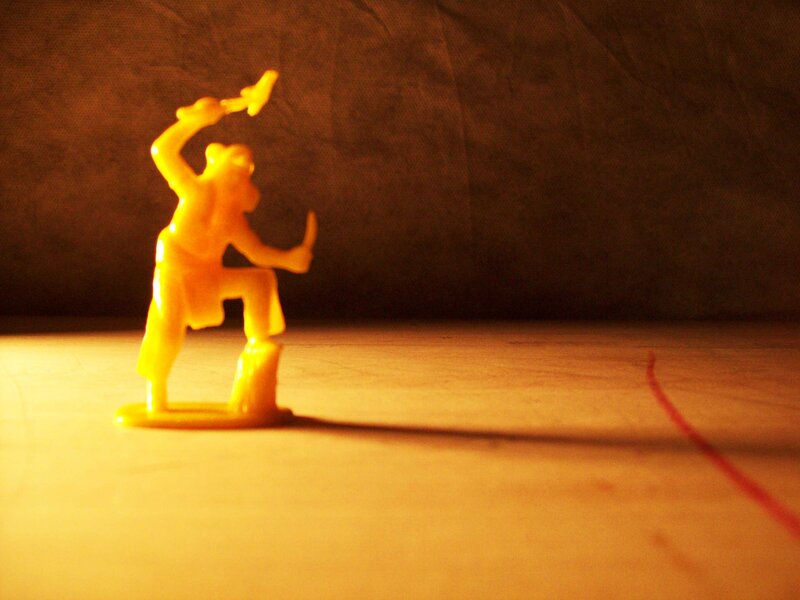 yellow toy soldier figure