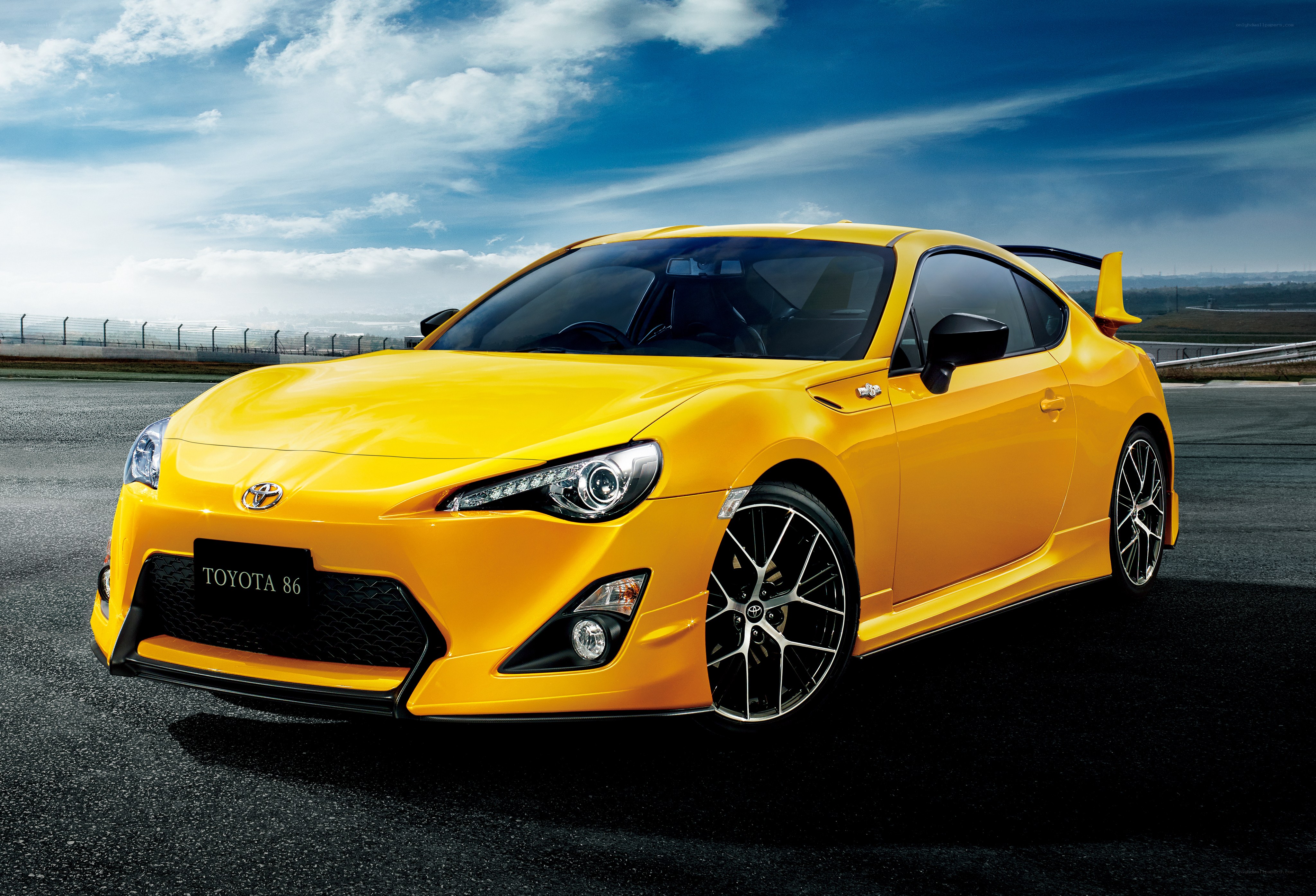 Yellow Toyota 86 sports car