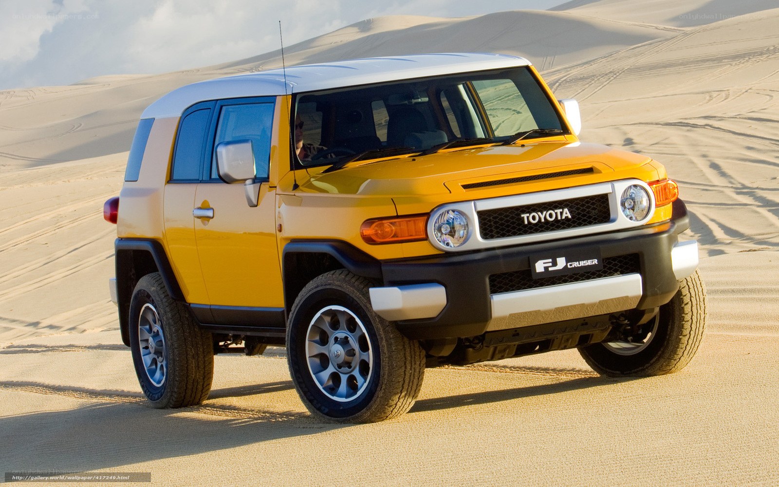 Yellow Toyota FJ Cruiser in desert