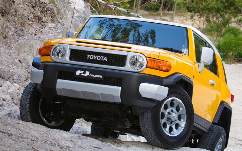 Yellow Toyota FJ Cruiser off-road