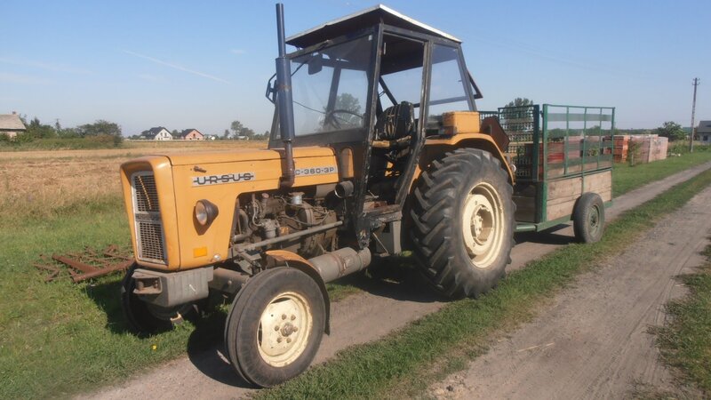 Yellow Tractor with Trailer
