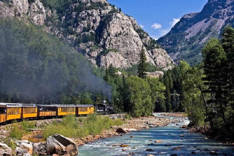 Yellow Train in Canyon