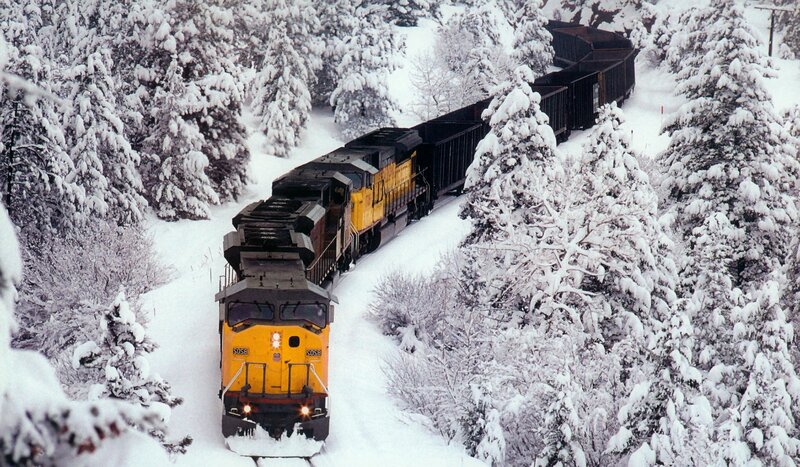 Yellow Train in Snow — Cold
