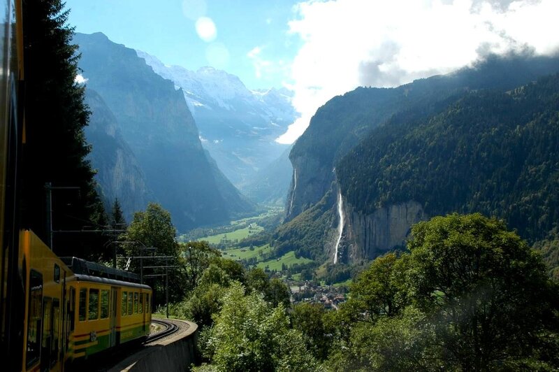 Yellow Train in Valley