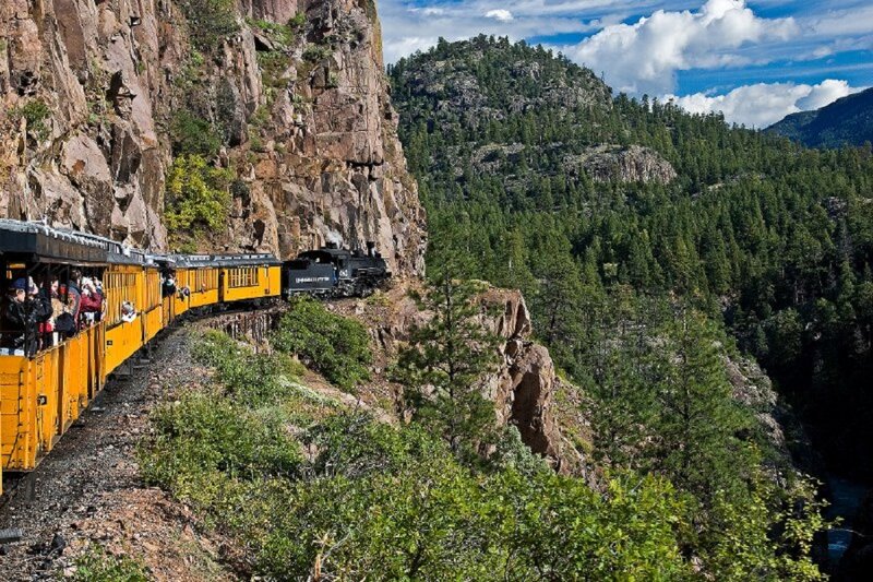 Yellow Train on Cliff
