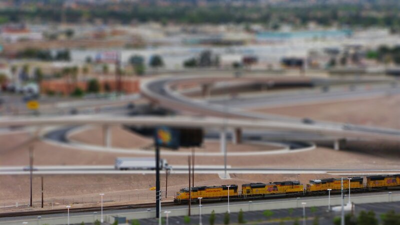 Yellow Train on Tracks — Industrial