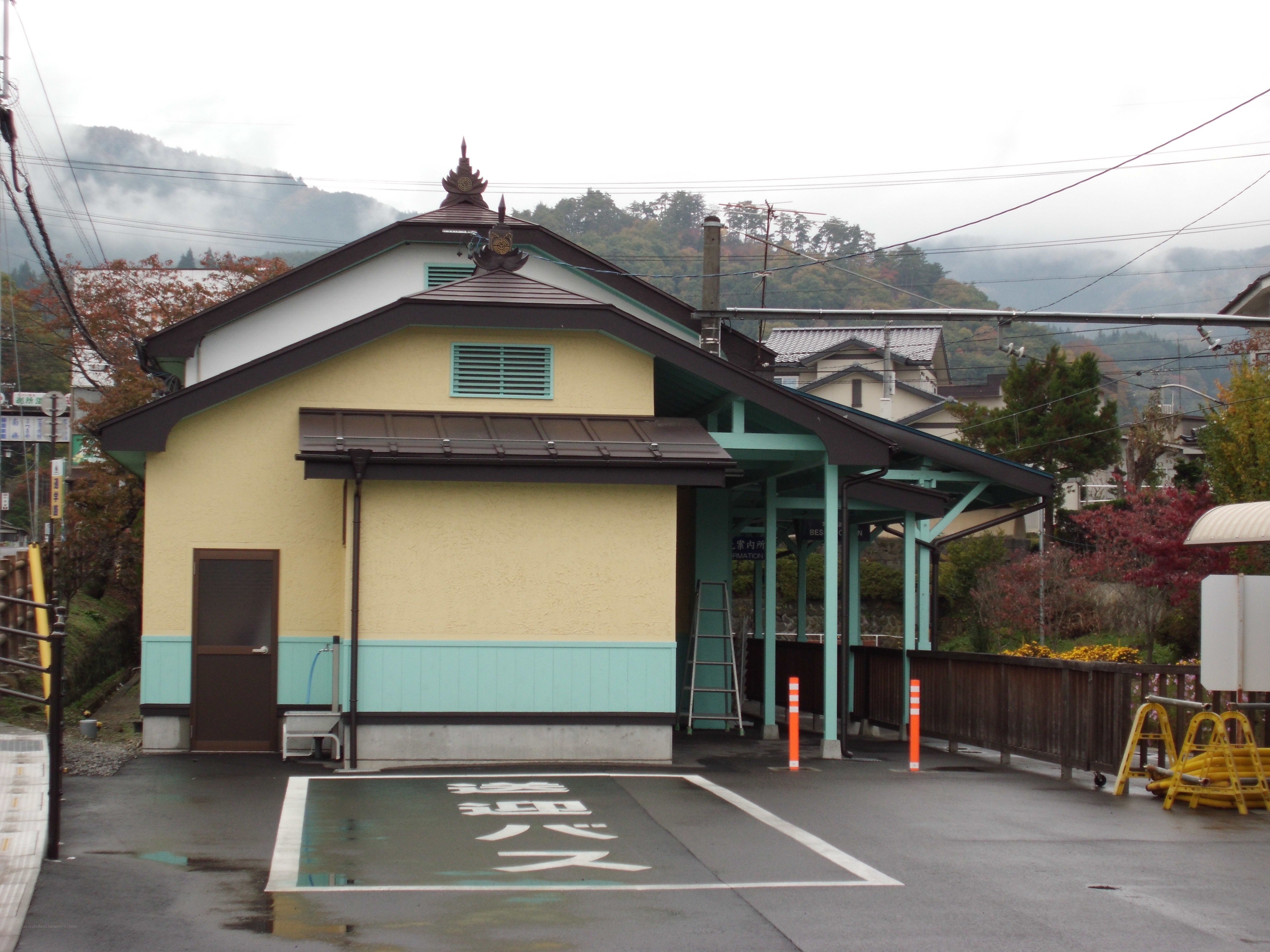 Yellow train station in Japan
