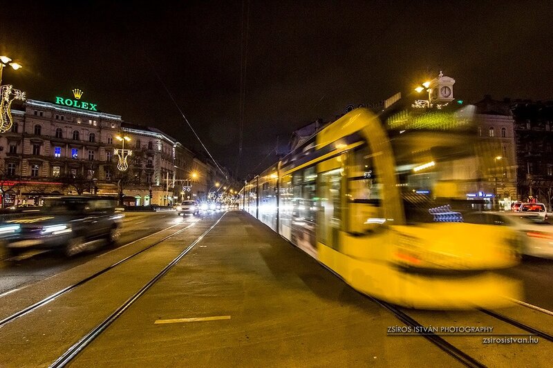Yellow Tram at Night