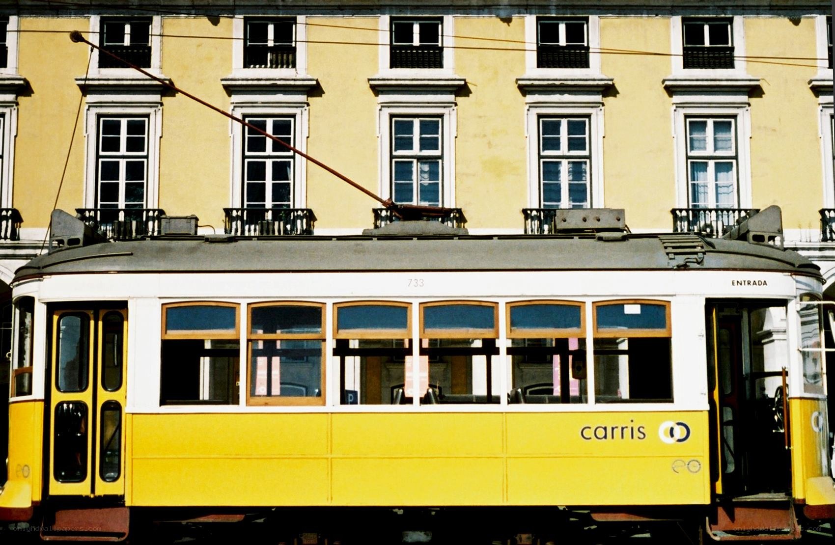 Yellow tram in Lisbon