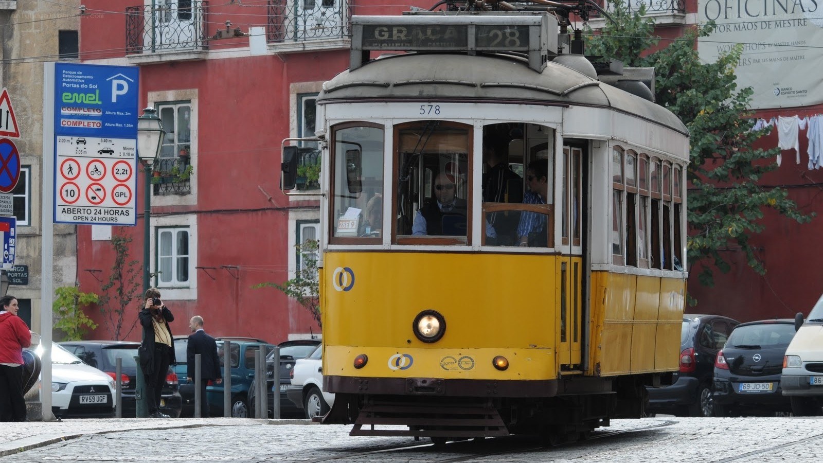 Yellow tram in Lisbon