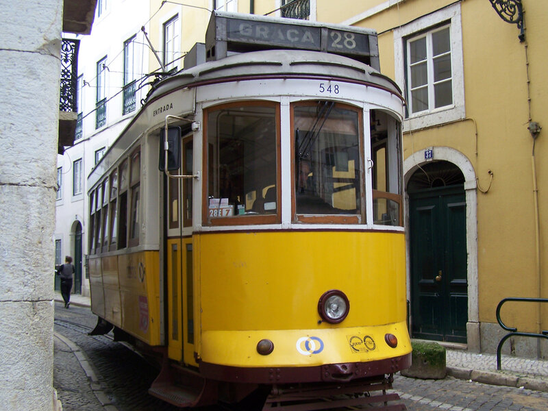 Yellow Tram on Street