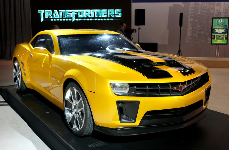 Yellow Transformers car on display