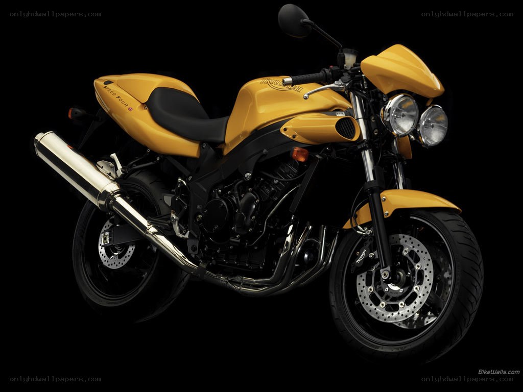 yellow triumph motorcycle