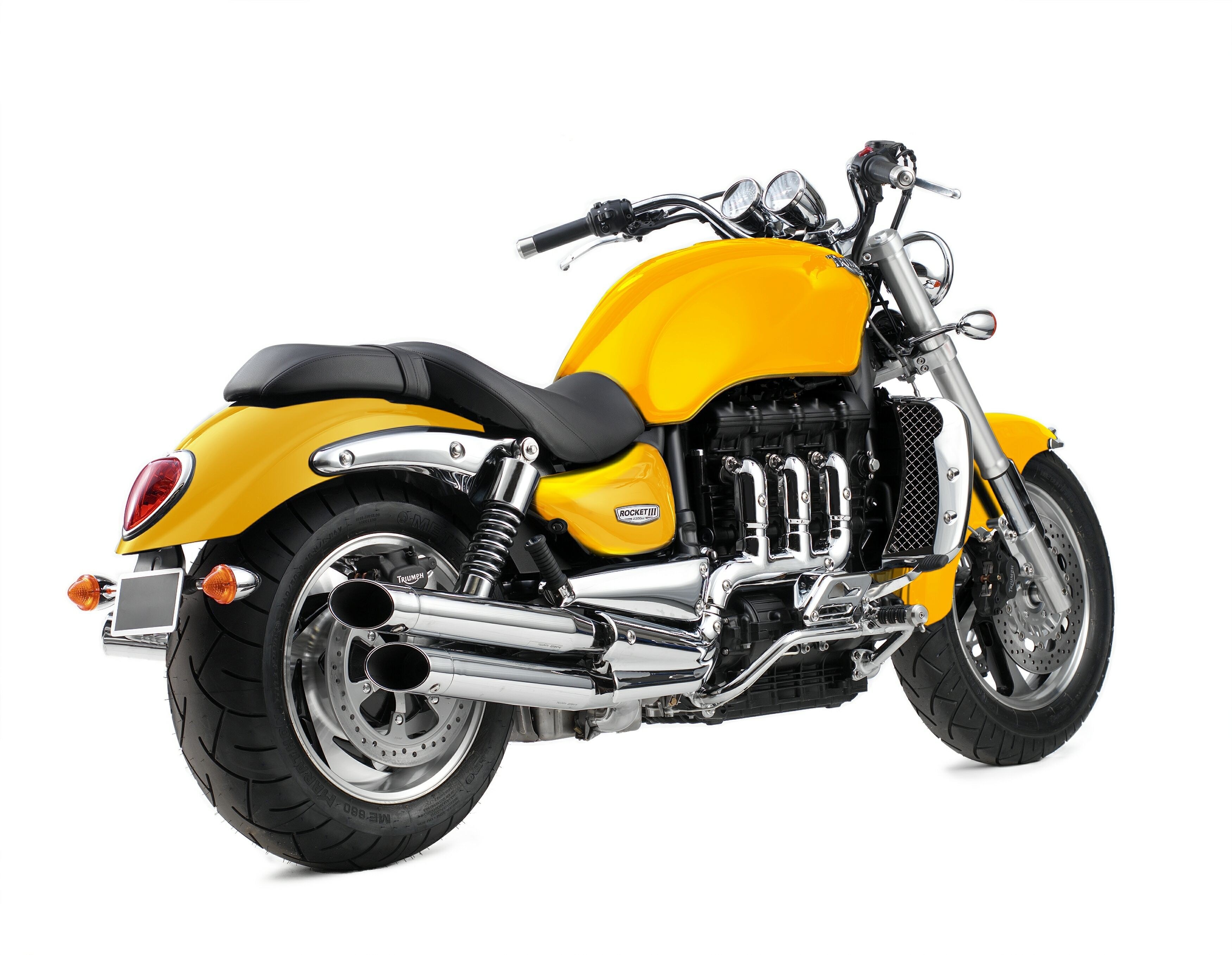 Yellow Triumph Rocket III motorcycle