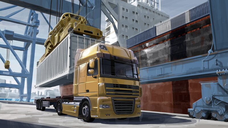 Yellow Truck at Port
