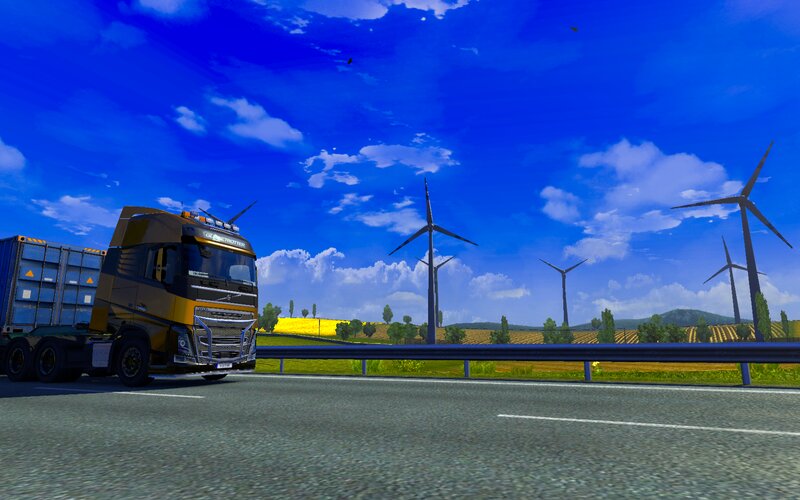 Yellow Truck on Highway — Blue