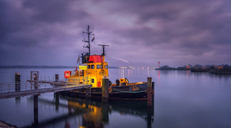Yellow Tugboat at Dock