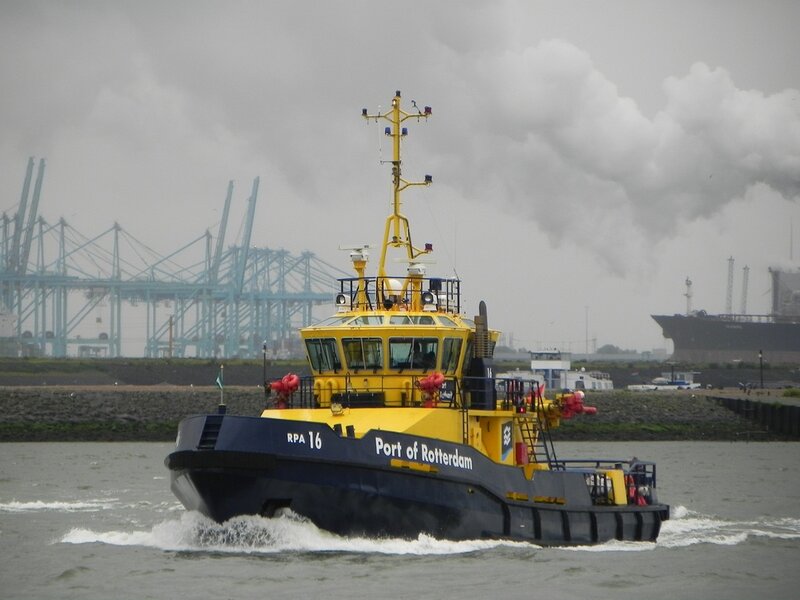 Yellow Tugboat in Water — Industrial