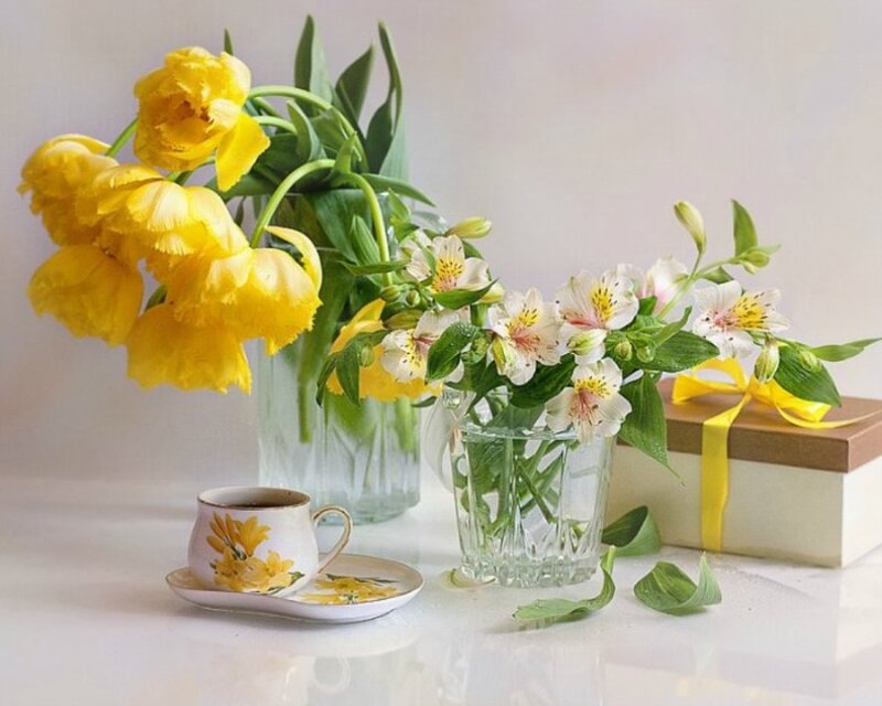 Yellow Tulips and Alstroemeria — Serene