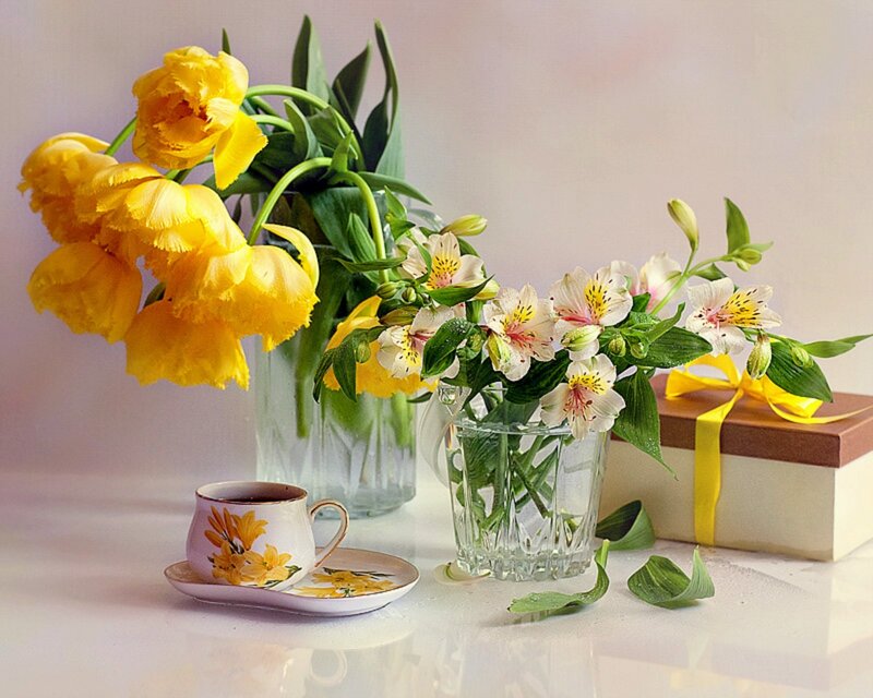 Yellow Tulips and Alstroemeria