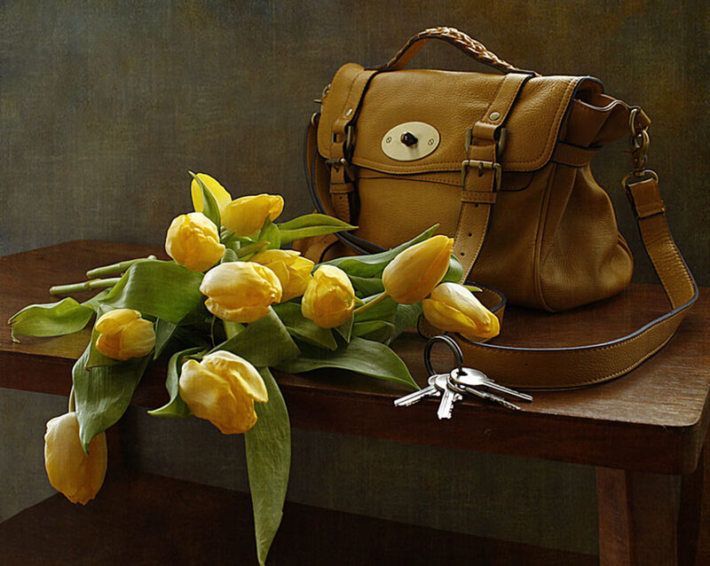 Yellow Tulips and Handbag