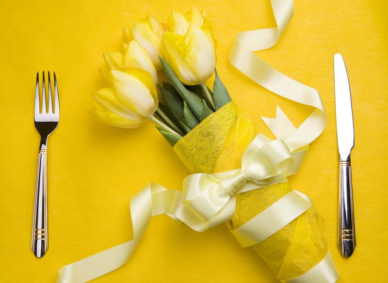 Yellow Tulips Bouquet — Calm, Photograph, Fork