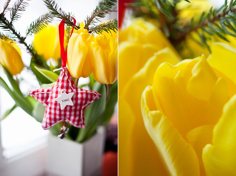 Yellow Tulips with Ornament