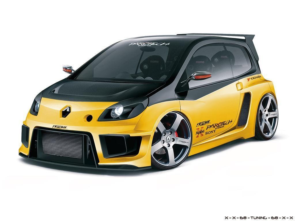 yellow tuned renault car