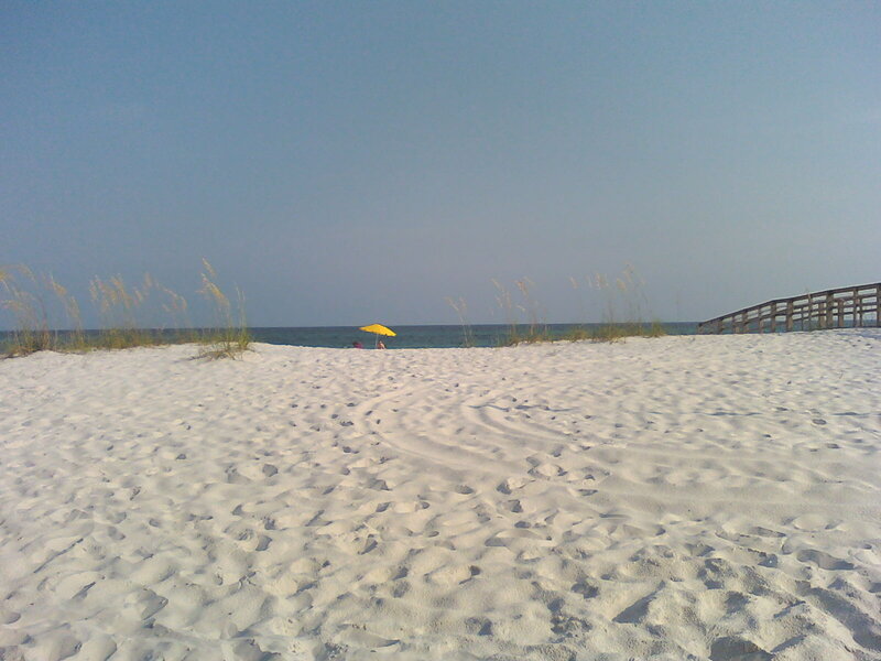 Yellow Umbrella on Beach