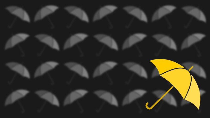 Yellow Umbrella on Dark Background — Black