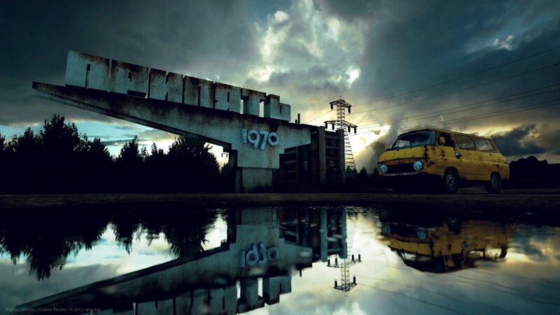 Yellow Van at Abandoned Gate