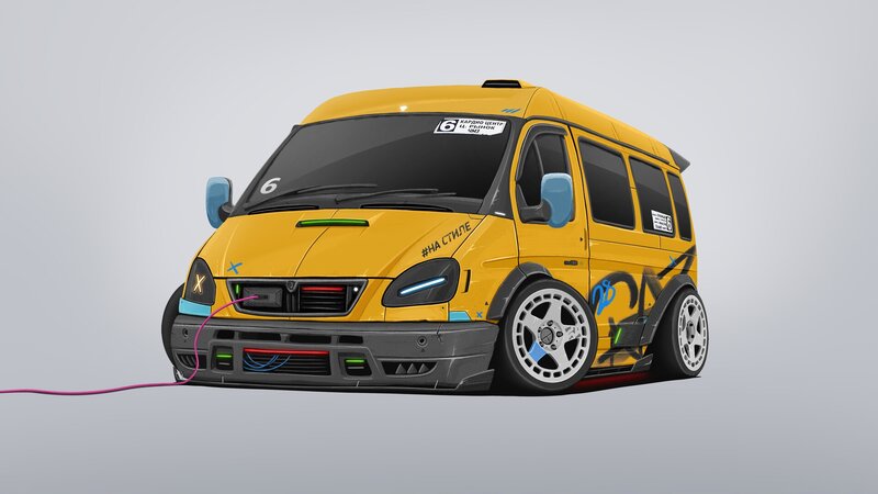 Yellow Van with Decals