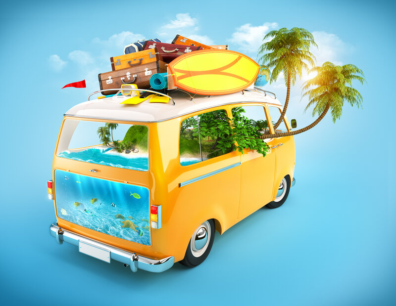 Yellow Van with Luggage