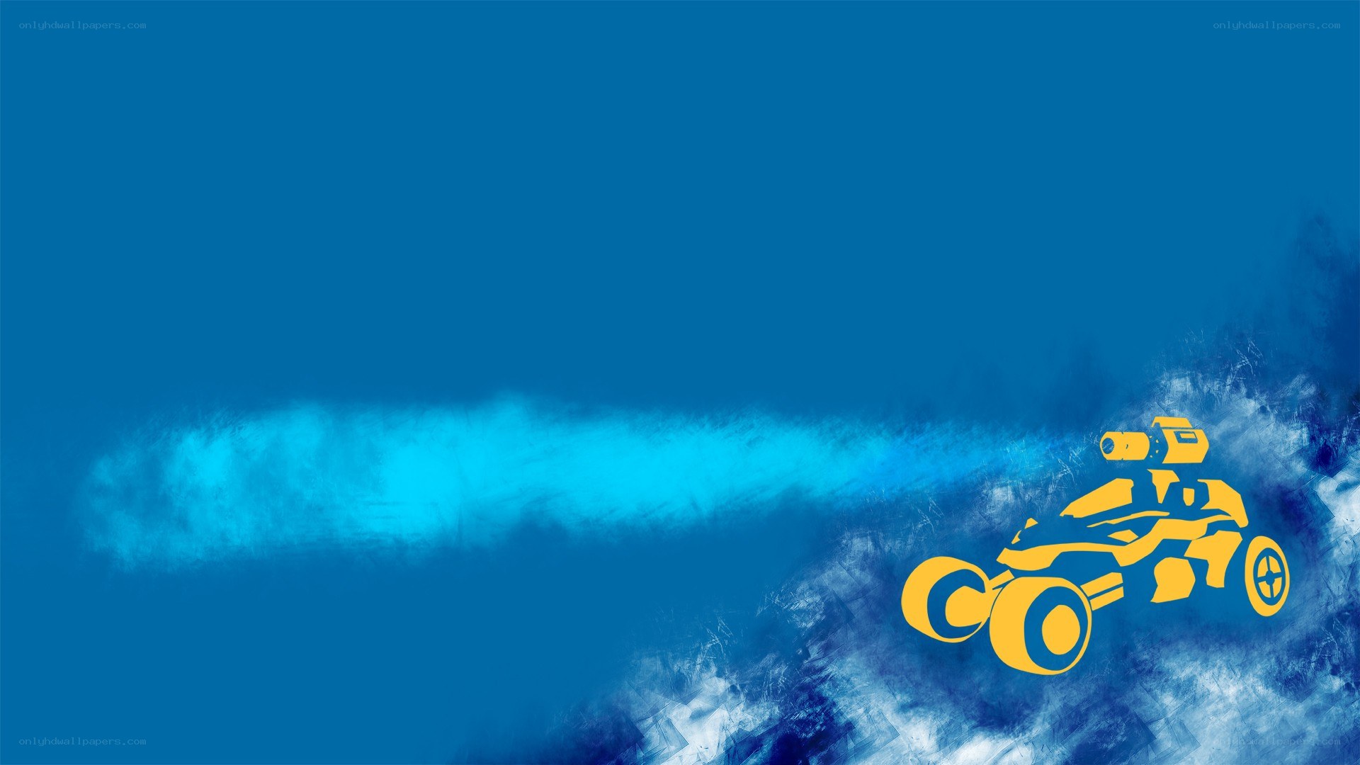 yellow vehicle on blue background