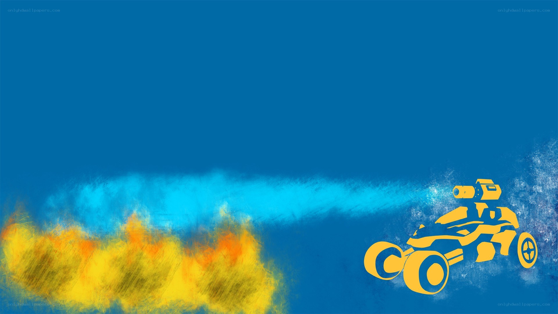 yellow vehicle with smoke trail